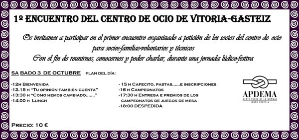 Apdema; 1º Encuentro del Centro de Ocio de Vitoria-Gasteiz