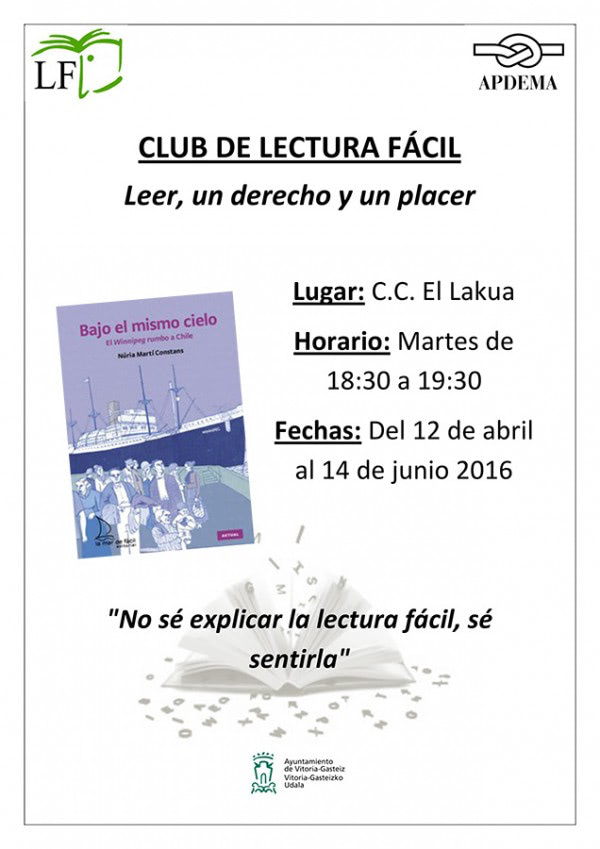 Apdema; 2 nuevos libros para los Clubs de Lectura Fácil en Vitoria-Gasteiz
